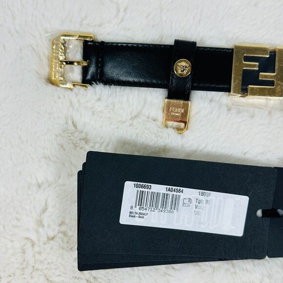 NWT Versace x Fendi Fendace Belt Leather Belt Size L 90cm 36" Logo Spell Out - Picture 6 of 9